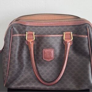 Vintage Céline Macadam Boston Bag Triomphe Canvas Gold Hardware 90s